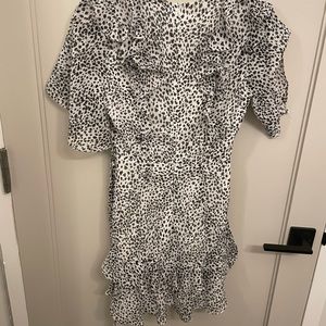Black & White Leopard Print Ruffle Dress